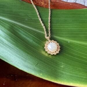 Vintage Nina Ricci Gold Plated Faux Pearl Necklace Swarovski Crystals